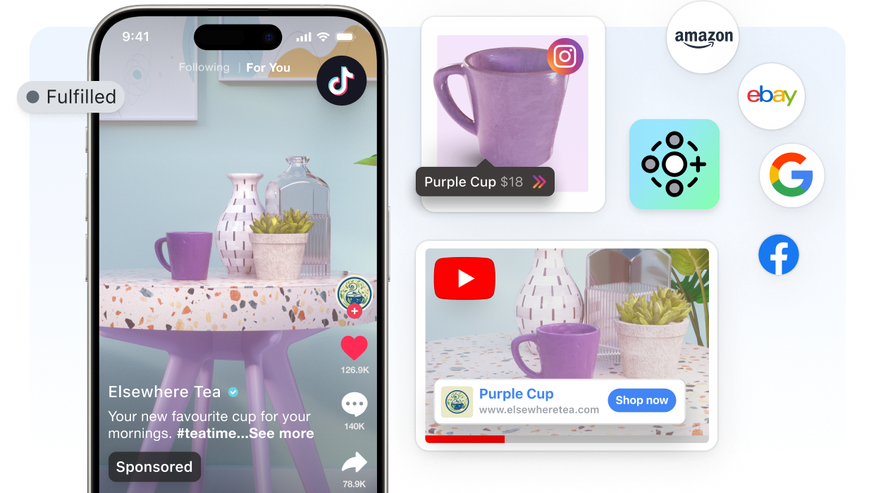 Selling a product on TikTok, Instagram, YouTube, Amazon, eBay, Google and Facebook from one Shopify catalog