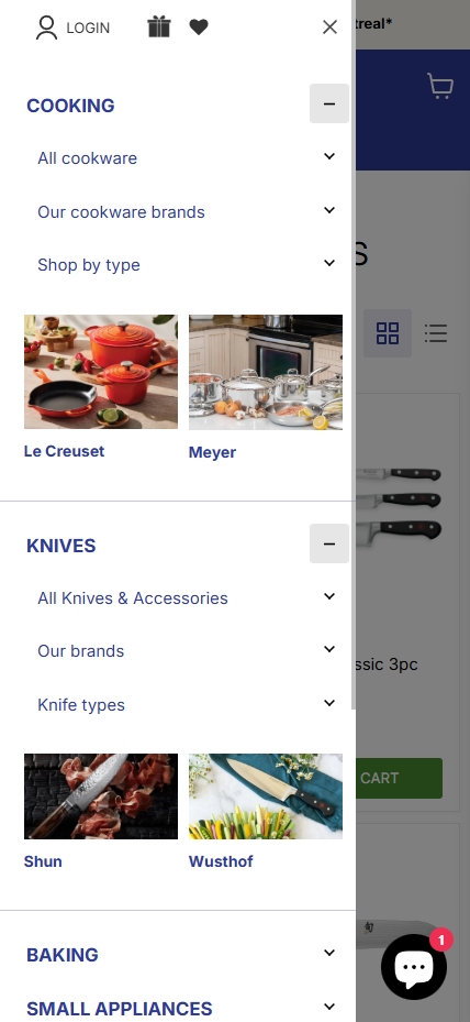 Cookery Store product page experience