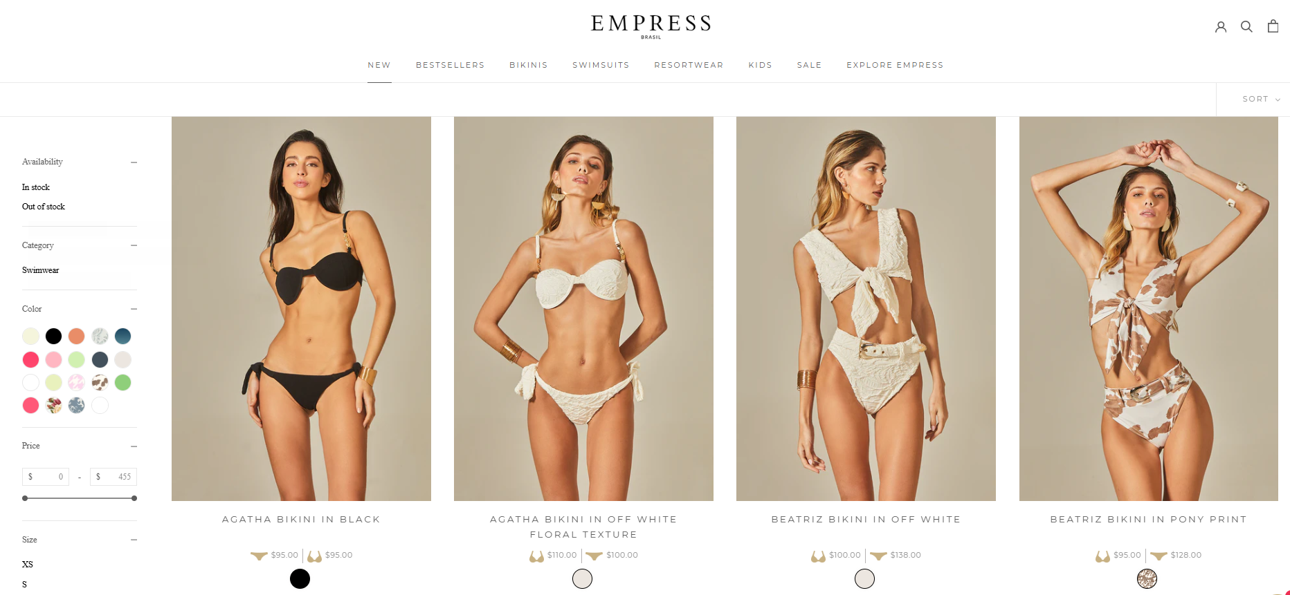 Empress luxury swimwear Shopify Plus storefront