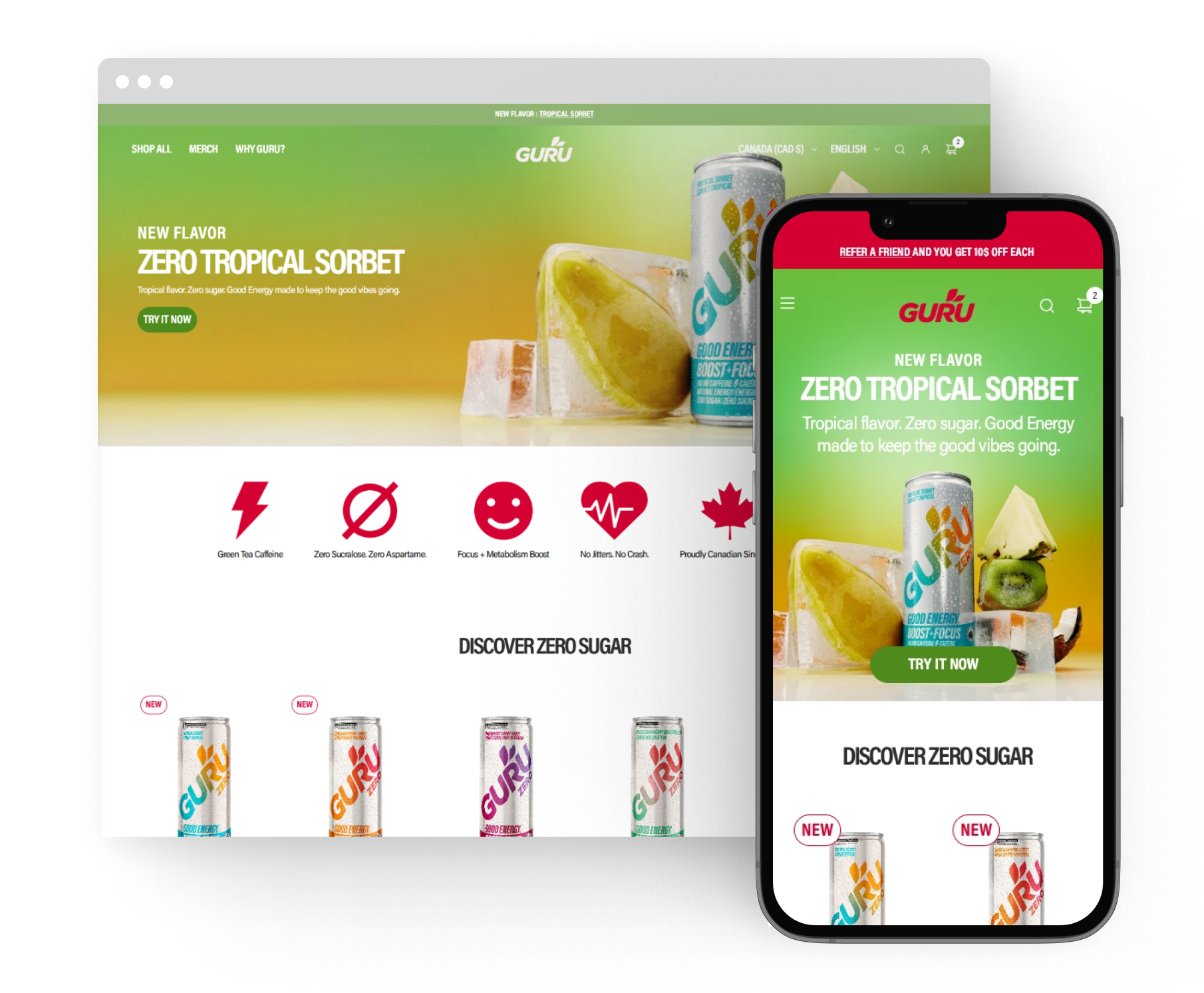 Shopify storefront redesign across desktop and mobile