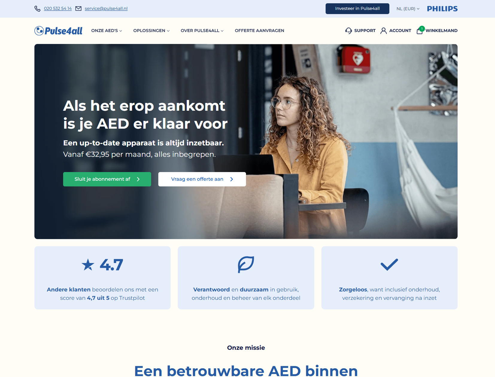 After. Pulse4All homepage on Shopify