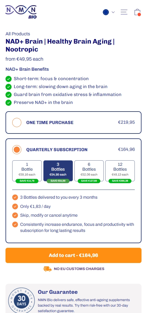 NMN BIO mobile product page