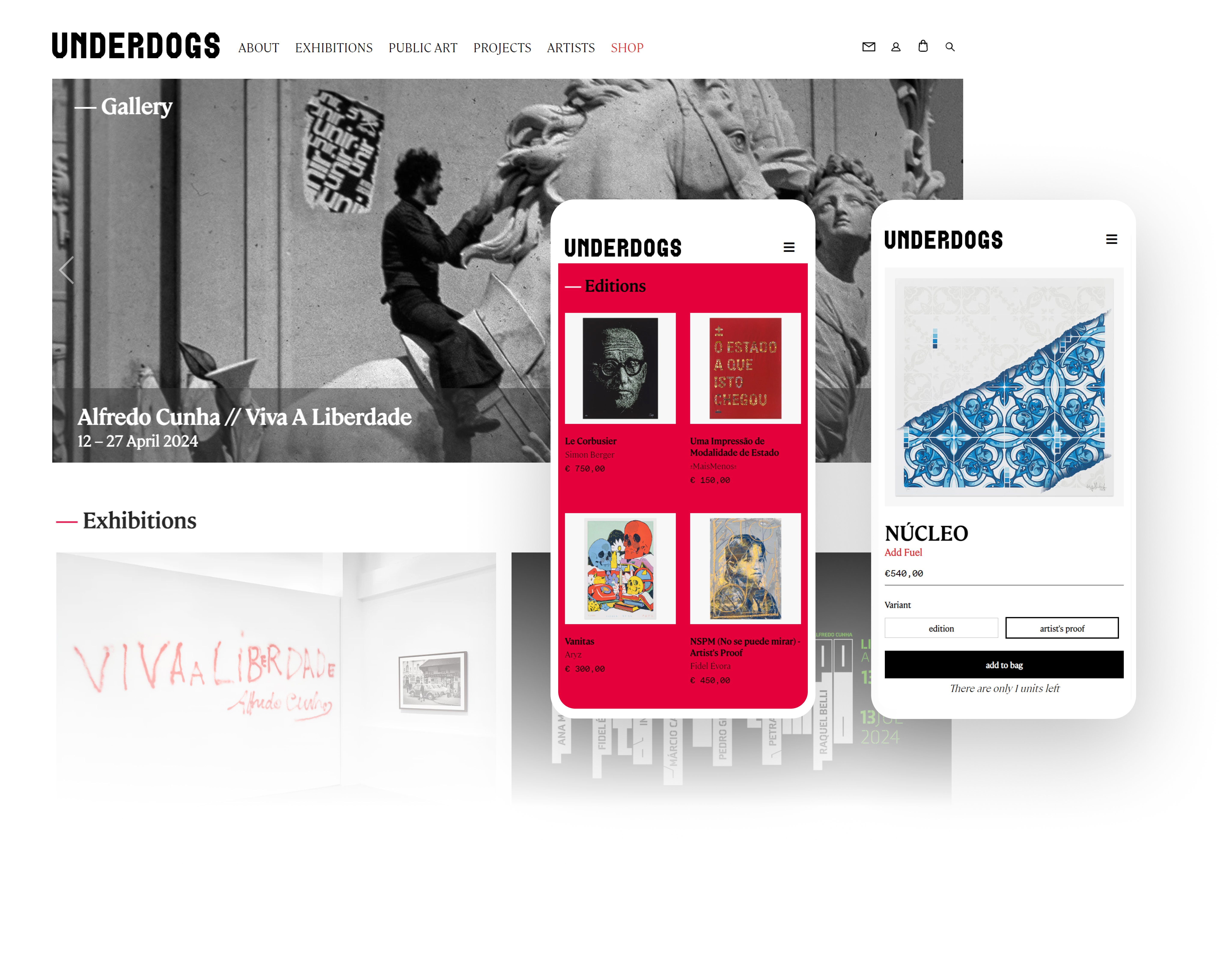 Underdogs Gallery Shopify storefront collage