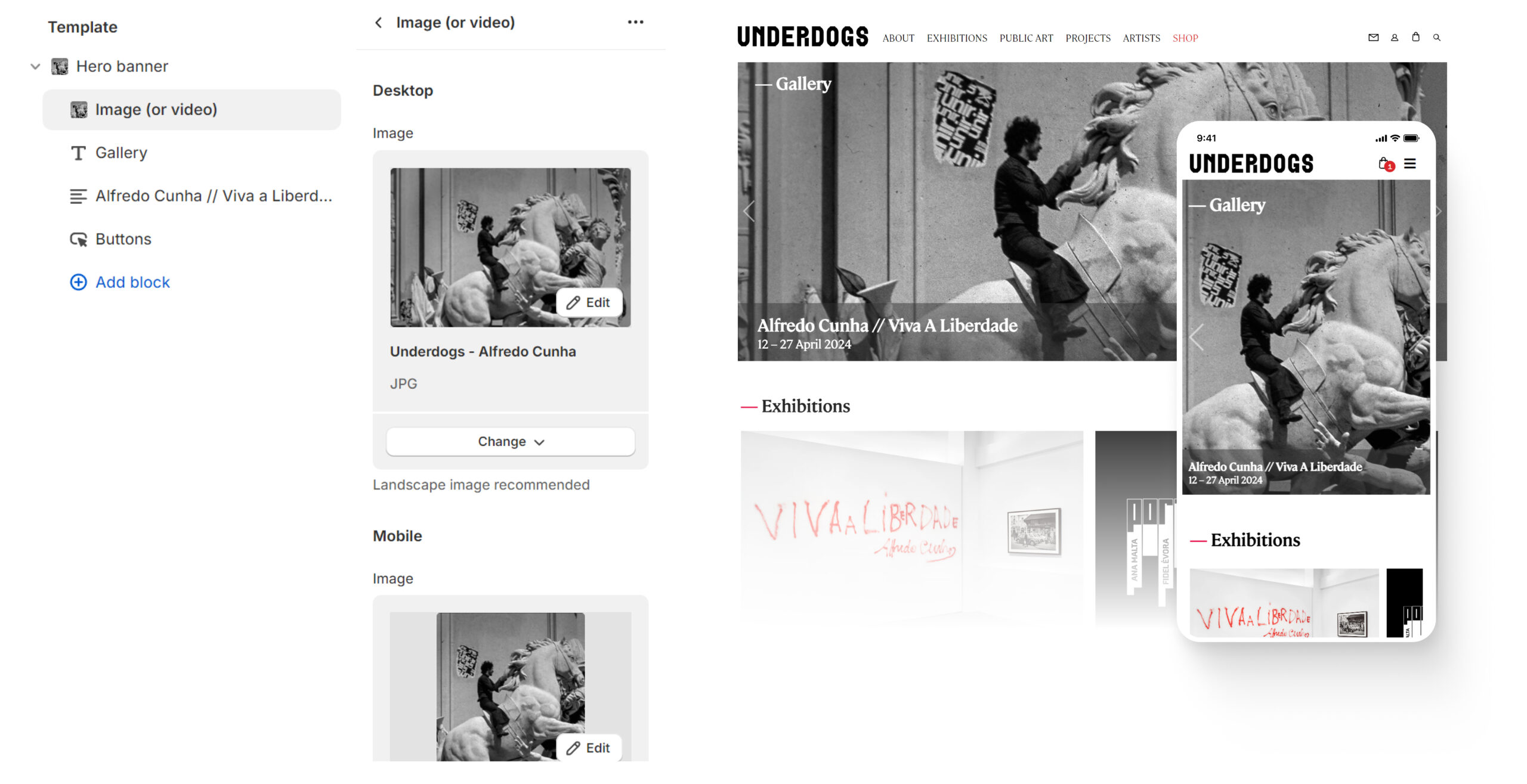 Underdogs Gallery content management and artwork updates